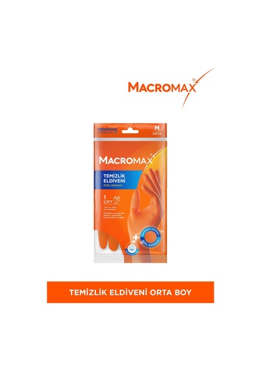 Orta Boy Medium Beden Temizlik Eldiveni Pamuklu İç Yüzeyli, Kaydırmaz Desenli