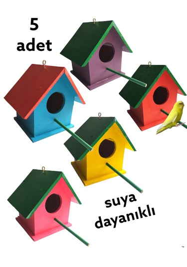 Ncy Ahşap Kuş Yuvası Kuş Evi Dış Mekan Suya Dayanıklı 5 Adet 15 x 15 x 20 CM