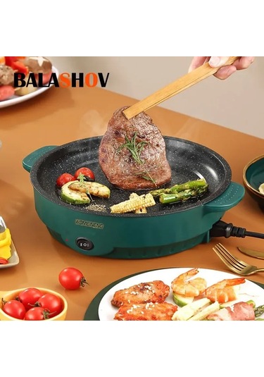 Xindoker Yeşil 22cm Elektrikli Izgara - Hızlı Pişirme, Aşırı Isınma Korumalı, Duman Yapmayan Yeşil