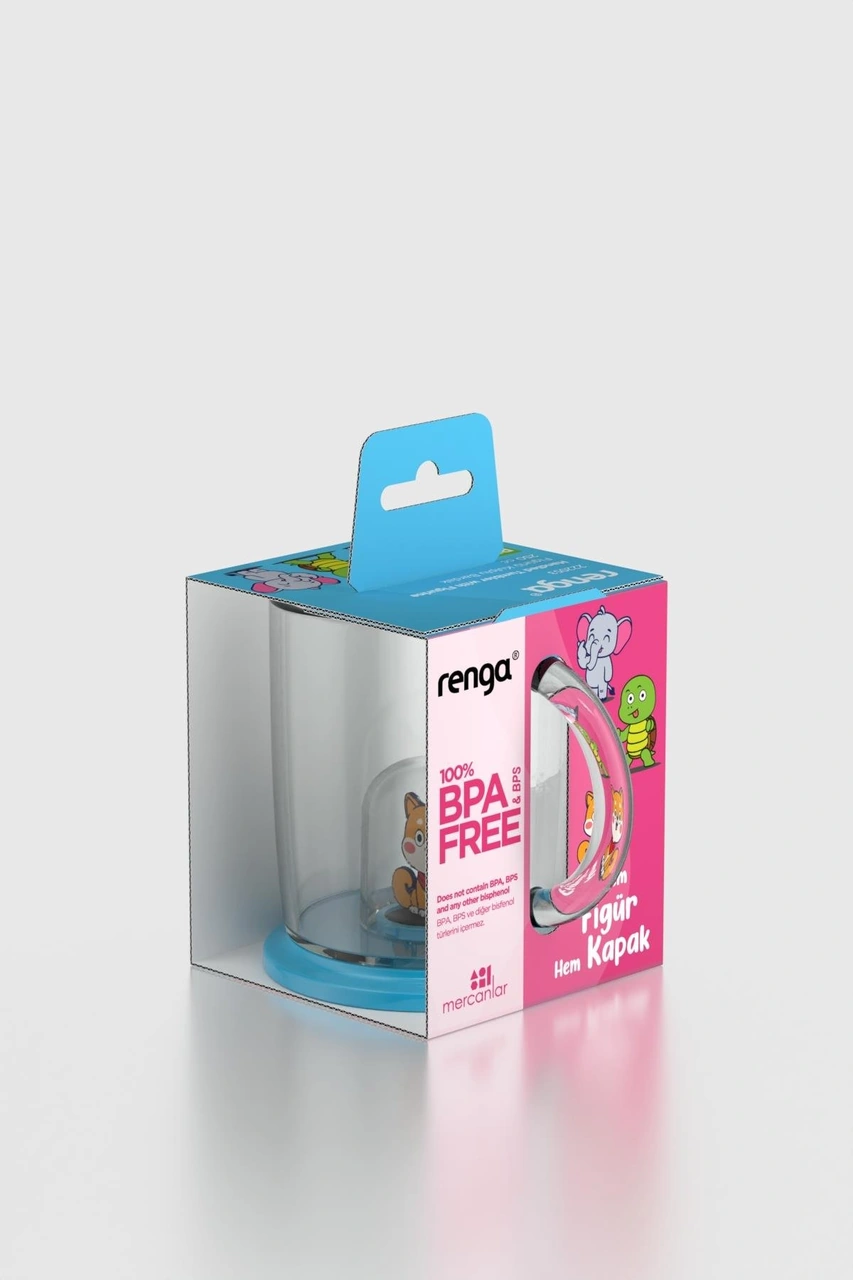 Renga Joy Kedi Figürlü 250 Ml Kulplu Tritan Bardak 222053 Mavi Mavi