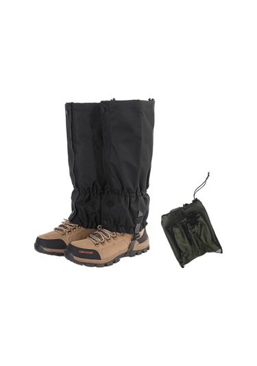 1 Çift Su Geçirmez Spor Tırmanma Legging Çorapları Yürüyüş, Kayak, Avcılık İçin Su Geçirmez Bot Kapağı - Siyah