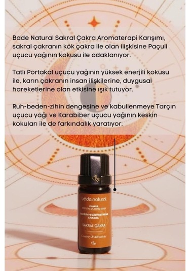 Bade Natural Sakral Çakra Aromaterapi Karışımı 10 ML