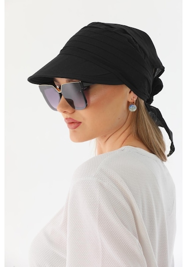 Safari Bağlamalı Siyah Siperli Bandana Vizör Siyah