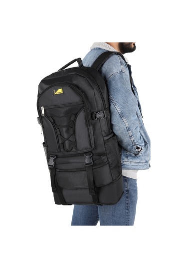 Strong Büyük Boy Körüklü Sırt Çantası, Dağcı Kamp Sırt Çantası Str01 Siyah