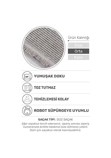 Ecolle Modern Halı Dayanıklı, Yumuşak Dokulu, Dokuma Taban, Tozumaz Gri