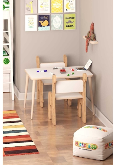 Miracle 3d Çocuk Çalışma Masası Ve Sandalye, Aktivite Masası Atlantik