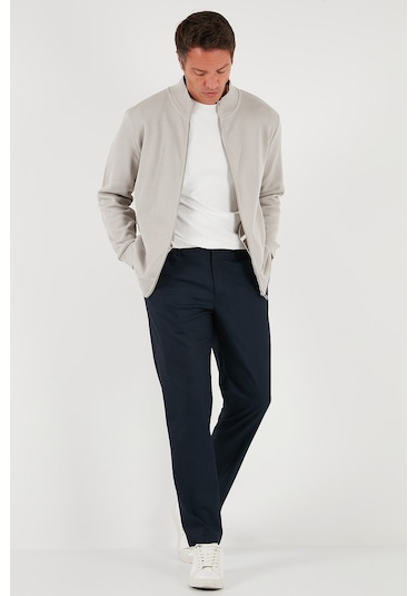 Buratti Pamuklu Relaxed Fit Dik Yaka Fermuarlı Erkek Hırka 5901075 Taş
