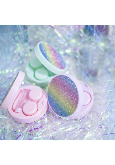 Vkemall Renkli Aynalı Lens Kutusu - Seyahat İçin Pratik Lens Aksesuar Seti