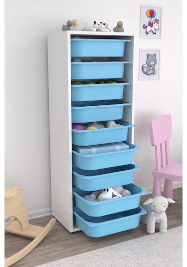 Pratico Zola 9 Sepetli Mutfak Dolabı Oyuncak Dolabı Mavi