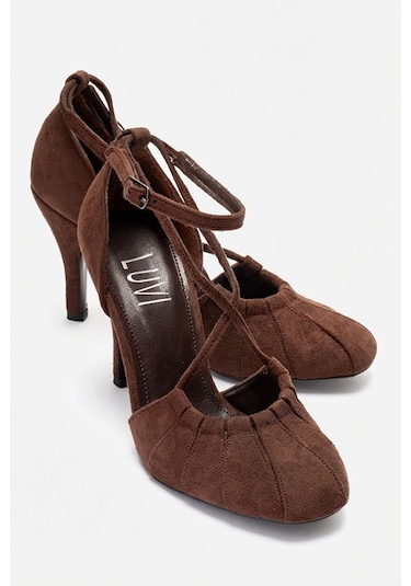Luvishoes Elıza Kahverengi Süet Kadın Topuklu Ayakkabı Kahverengi