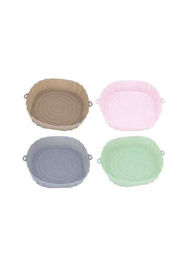 Ulzyvf Silikon Tava Sepeti 4 Adet Renkli Airfryer Astarı Yeniden Kullanılabilir Çok Renkli