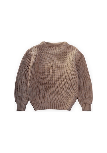 Cigit Bisiklet Yaka Selanik Triko Kazak 2-8 Yaş Vizon Vizon