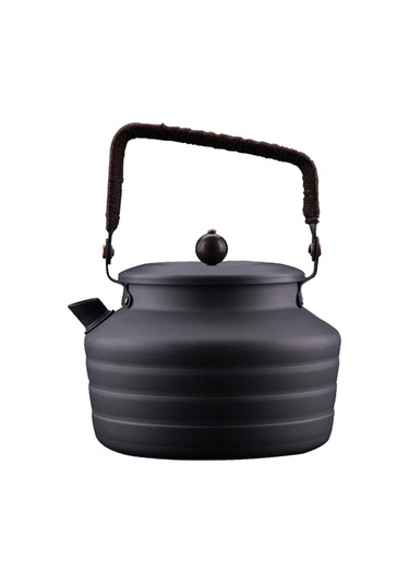 Alocs Açık Yürüyüş Piknik Için 1.3l Kamp Su Isıtıcısı Taşınabilir Siyah