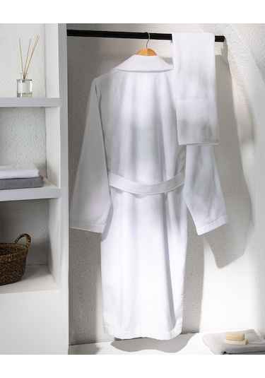 Madame Coco Carole Unisex %100 Pamuk Bornoz Set - Beyaz - Lüks Koleksiyon Born0000000054 Beyaz