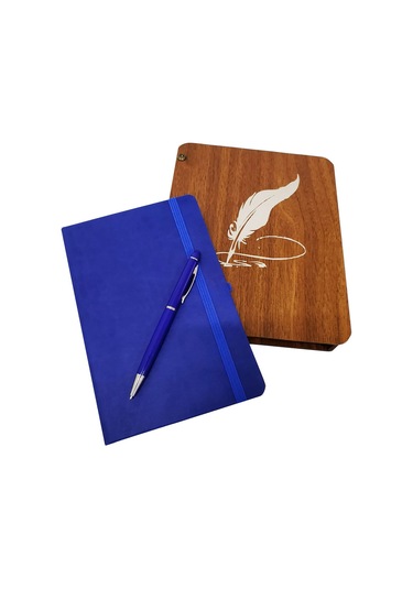 Larimar Ahşap Kutulu Defter Ve Kalem Seti - 9005554605207lmr