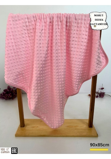 Nohut Kız / Erkek Bebek Battaniyesi & Kundağı Çift Katlı %100 Pamuklu Çok Amaçlı Örtü 90x85cm Btn11003 Pembe