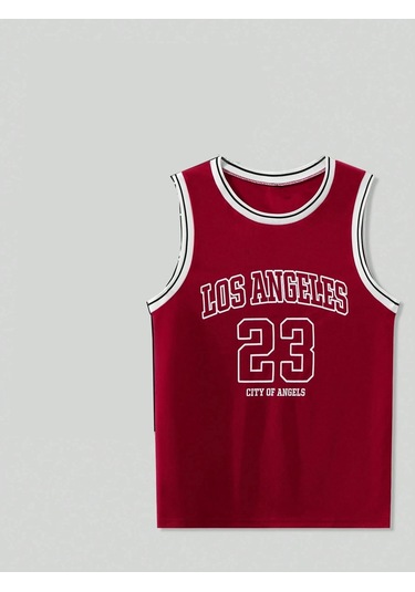 Prosperlink Erkek Los Angeles City Dijital Baskılı Basketbol Tank Top - Spor Ve Fitness İçin Hızlı Kuruyan Black