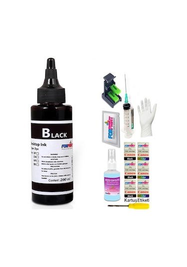 Canon Pıxma E404/e414 Yazıcı Uyumlu Forprint Dolum Seti 200ml Siyah