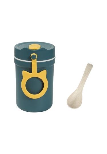 Rogfer Taşınabilir Kolu Kahvaltı Bardağı Yulaf Lapası Bardağı Mikrodalga Fırın İçin Uygun, Stil: Kedi Tokası Koyu Mavi Diğer Diğer