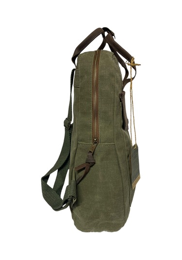 Vintage Deri Kanvas Su Geçirmez Disayn Unisex Gezi Okul Kamp Seyahat Sırt Çantası 28x39cm Haki