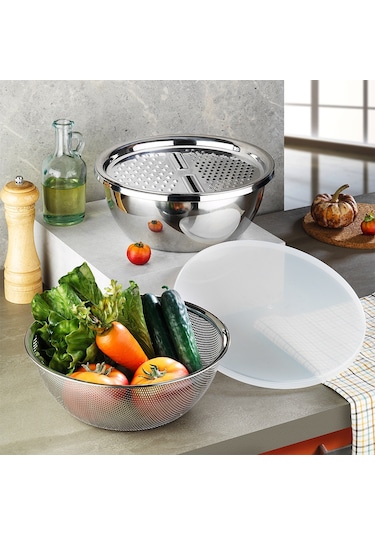 Aryıldız Promax 4 Parça Rendeli Karıştırma Kabı Gümüş