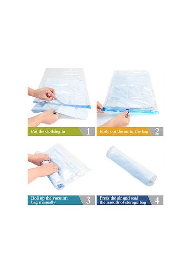 Suofeng Seyahat İçin Boşluk Tasarruflu 10'lu Vakumlu Sıkıştırma Çantı Seti - Şeffaf 2x35x50, 4x40x60, 4x50x70 Cm Diğer