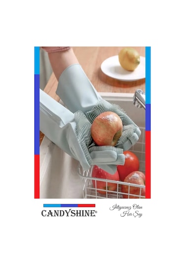 Candyshine Tırtıklı Sihirli Silikon Bulaşık Eldiveni Gri