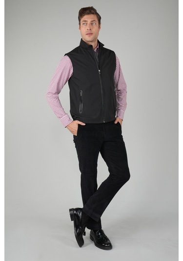 Bisse Siyah Polo Yaka Cepli Polyester Kışlık Erkek Yelek Ylk24k24001 D99 Siyah