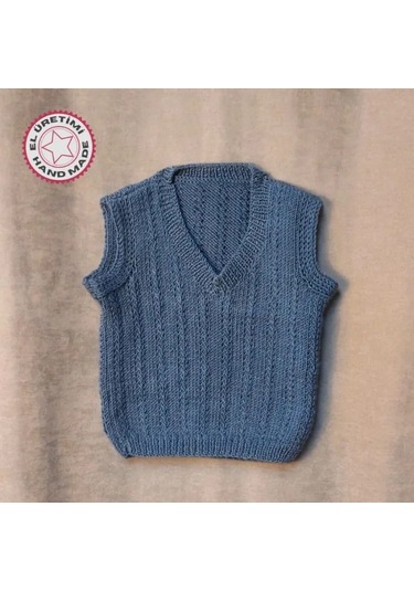 Uretti - Talia 8659 - 8748 El Örgüsü Mavi Erkek Çocuk Süveter - 2 Yaş Mavi