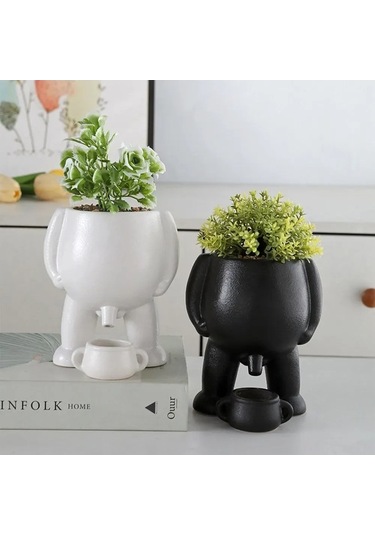 Pazly Eğlenceli Çiş Yapan Seramik Saksı - 19cm Bitki Yetiştirici