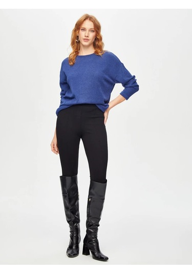 Faik Sönmez Triko Görünümlü Kadın Sweatshirt 69154 İndigo