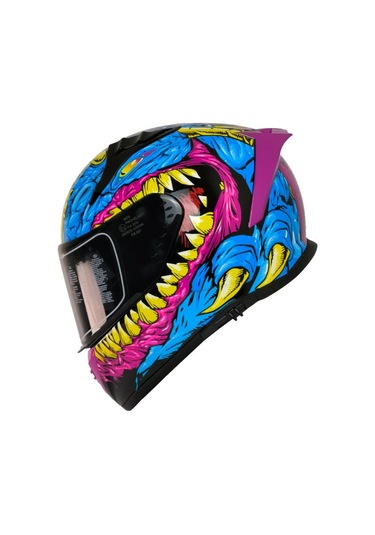 Motoal Ece 22.r06 Sertifikalı Double Vizör Full Face Kask Gongju Pembe Mavi Siyah