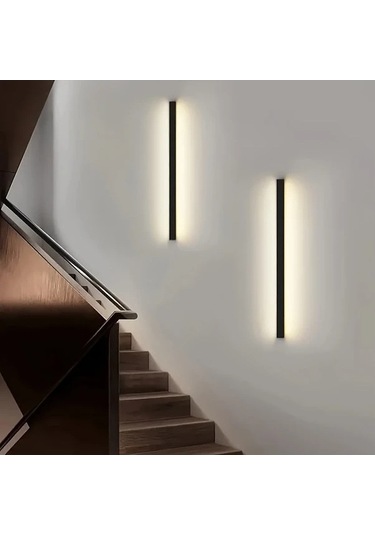 Fastbuy Modern Led Duvar Apliksi 80 Cm 31.59 İnç, Anahtar Kontrollü, Sıcak Beyaz Işık, Ahşap, Oturma/yatak/yemek Odası Ahşap