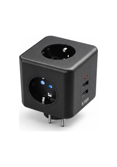 Akım Ve Voltaj Korumalı Küp Priz 3 Usb Destekli 0