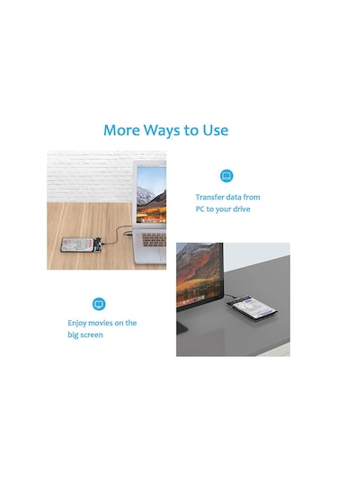 Kuvars 2.5 İnç Sata Usb 3.0 Harddisk Kutusu - Şeffaf - Micro Usb