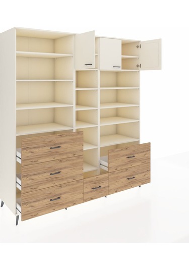 Kronos Dolap 17 Raflı 6 Çekmeceli 3 Kapaklı 220x59x243 Aytaşı-aytaşı/çam Aytası/atlas Çam
