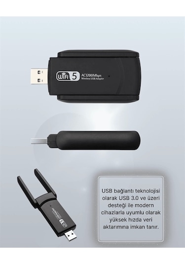 Usb Wifi Adaptör 1200 Mbps Hız