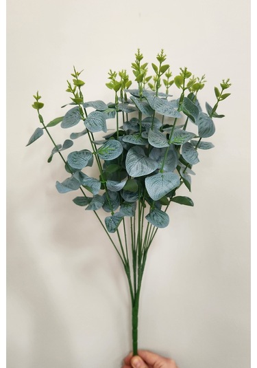 Gerçek Görünümlü 4 Demet 16 Dallı Okaliptus Yapay Çiçek Bitki 1.sınıf Kalite