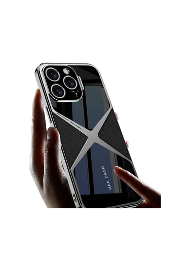 İphone Uyumlu 14 Pro Kılıf Ultra İnce Kamera Korumalı Pc + Deri Arka Yüzey Zore X-pro Kapak-siyah