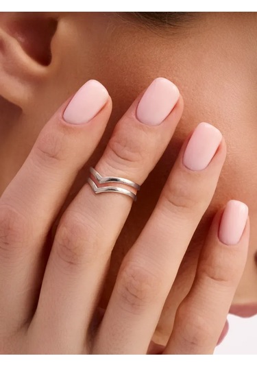 Zoloto Russkih 925 Ayar Gümüş Çift Halkalı Parmak Yüzüğü 145681205 Gri