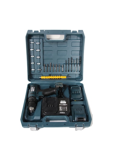 Bulldozer Darktron Darbeli Çift Akülü 24 V 5 Ah Şarjlı Vidalama Matkap + 27 Parça Usta Seti