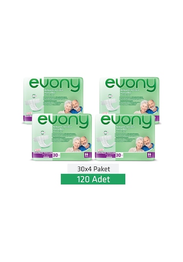 Evony Bel Bantlı Yetişkin Hasta Bezi Büyük Boy XL 4 x 30'lu