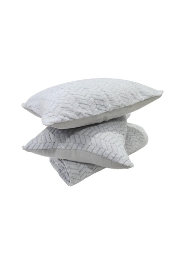 Merinos Modernline Çift Kişilik 3 Parça Sense Battaniye Seti Gri Gri