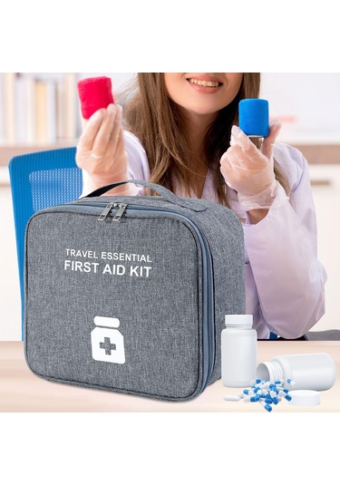 Suntek Taşınabilir İlaç Saklama Çantası Boş İlk Gri-ve-l