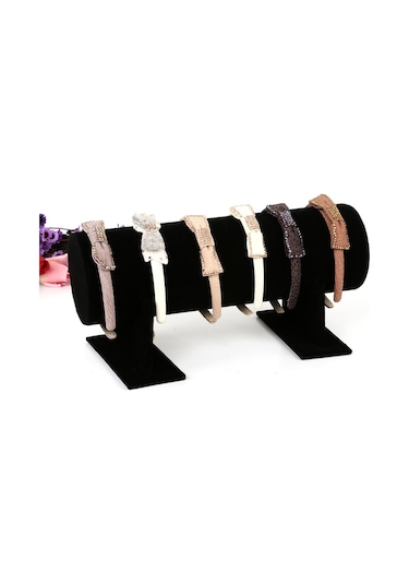 Sones Saç Aksesuarları Mücevher Sergileme Depolama Rafı, Boyut: Uzunluk 50cm Çap 11cm Siyah