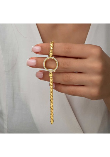 Casera's Gümüş Çeyrek Takılabilen Altın Kaplama Kadın Bileklik Csr2184534 Gümüş