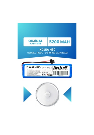 Xclea H30 Batarya 5.200mah Pil Robot Süpürge Batarya