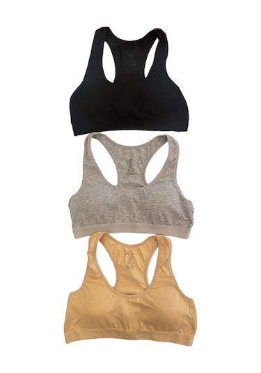 underwear bodyway 3'lü Pedli Kadın Sporcu Büstiyer 90-95 Ten Rengi - Siyah - Gri