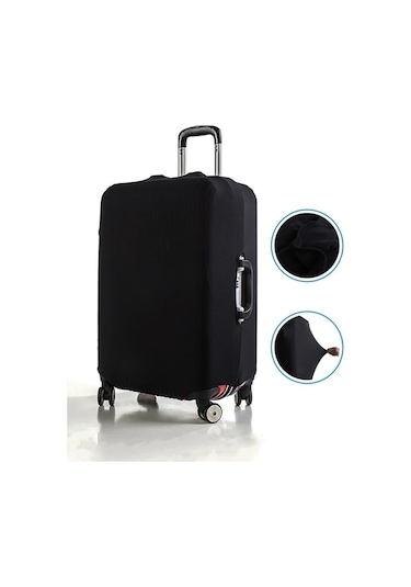 Orta Boy Valiz Kılıfı, Bavul Kılıfı, Siyah Valiz & Bavul Koruyucu Siyah