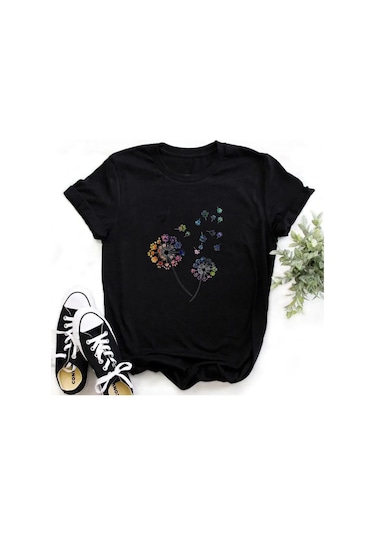 Snapbuy Ejderha Baskılı Kadın T-shirt - Rahat Polyester Gömlek - Genç Kız Üsterkek Turkuaz